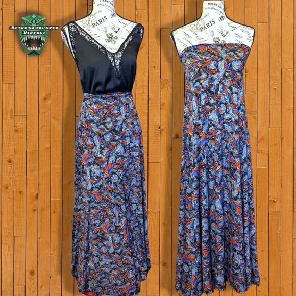 𝅺lularoe Maxi Skirt / Strapless Dress Grey Aztec Feather Bohemian Size Large - Picture 1 of 5